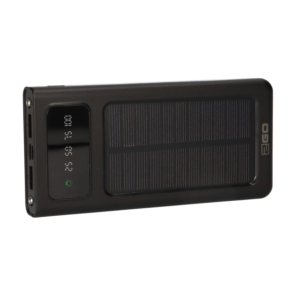 2GO Powerbank Solar 10000mAh s LED svítilnou černá Obrázek produktu 4