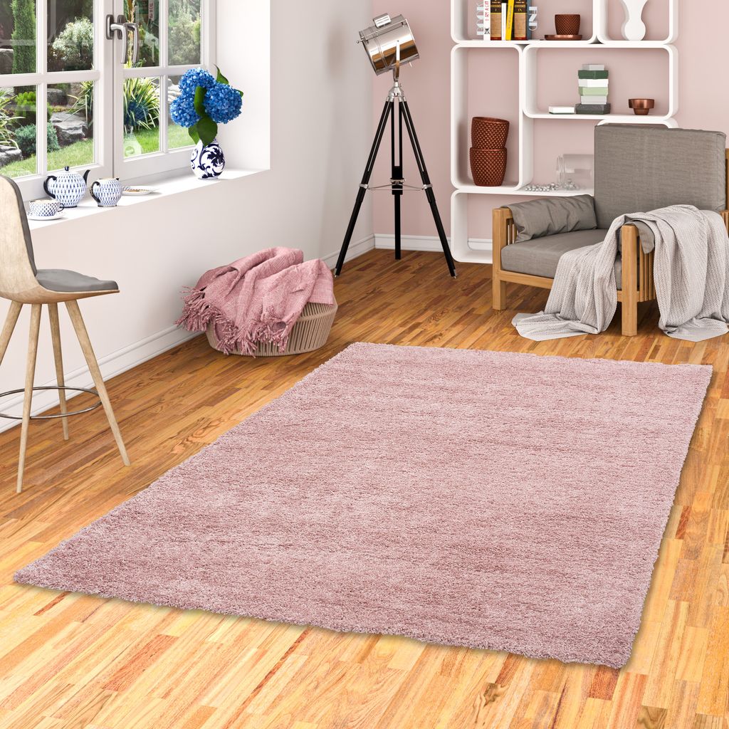 Hochflor Langflor Shaggy Teppich Aloha Altrosa, Größe:140x200 cm