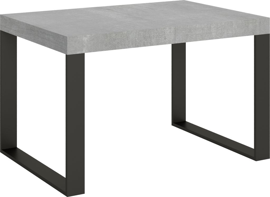 Ausziehbarer Tisch 120/224x90 cm Tecno Premium Beton mit anthrazitfarbenen Beinen