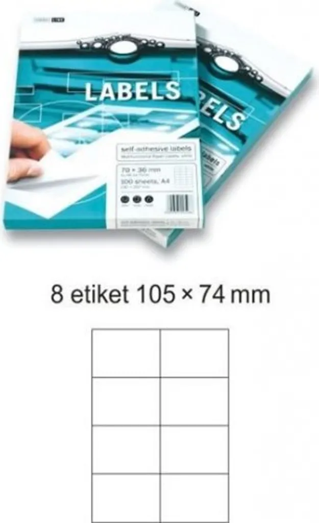Kit 100 Fogli Eurolabels A4 - 8 Etichette Professionali 105x74mm