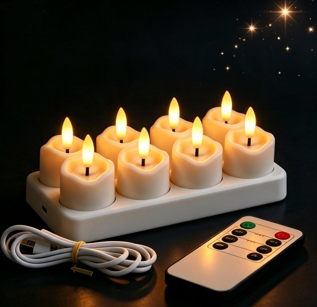 8 Stück LED Teelichter mit Fernbedienung und Produktbild 