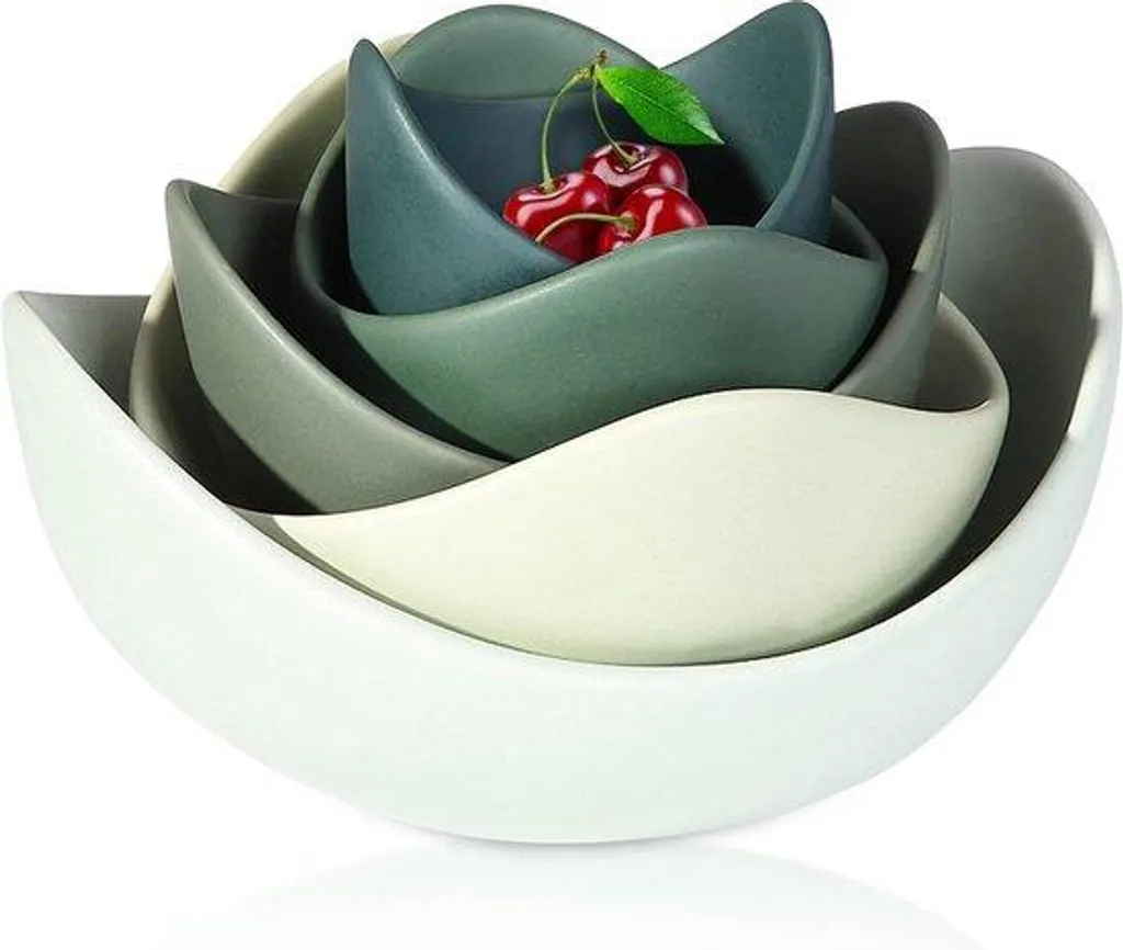 Service porcelaine vert résistant micro-ondes 5 pièces forme lotus