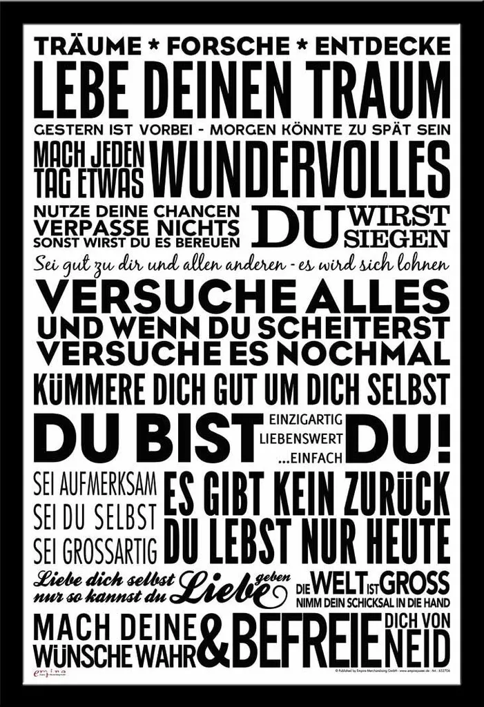 Cornice Shinsuke Maxi MDF Nero con Poster Motivazionale 61x91,5 cm