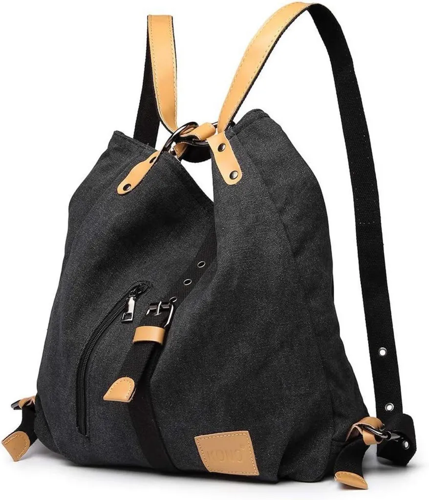 Grand Sac de Cours ou Travail pour Femme en Canvas Noir Résistant