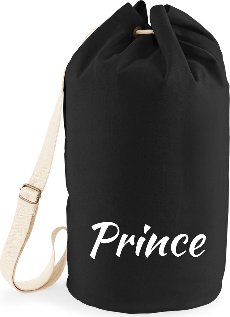 Huuraa Seesack Prince Schriftzug 20 Liter Black Baumwolle Rucksack Geschenkidee