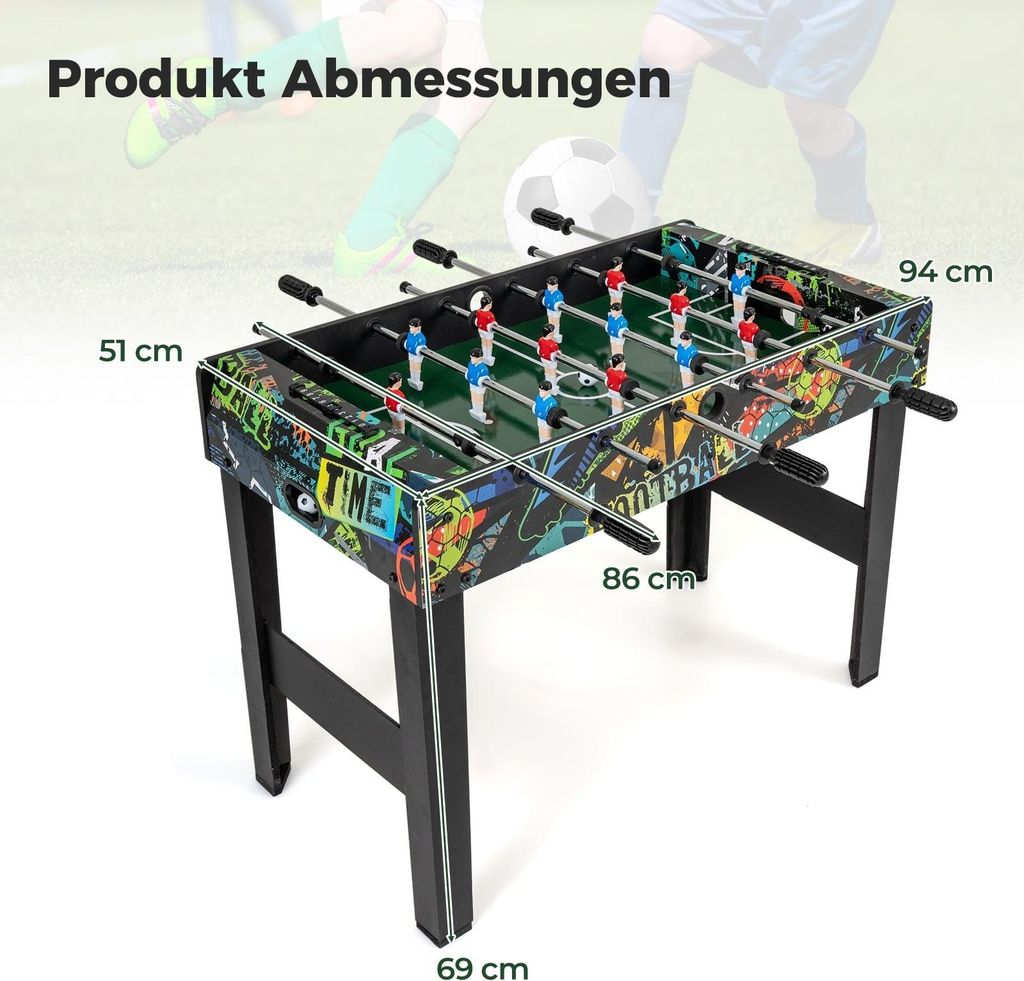 2-in-1 Mini-Tischkicker, abnehmbare Beine, 86 cm