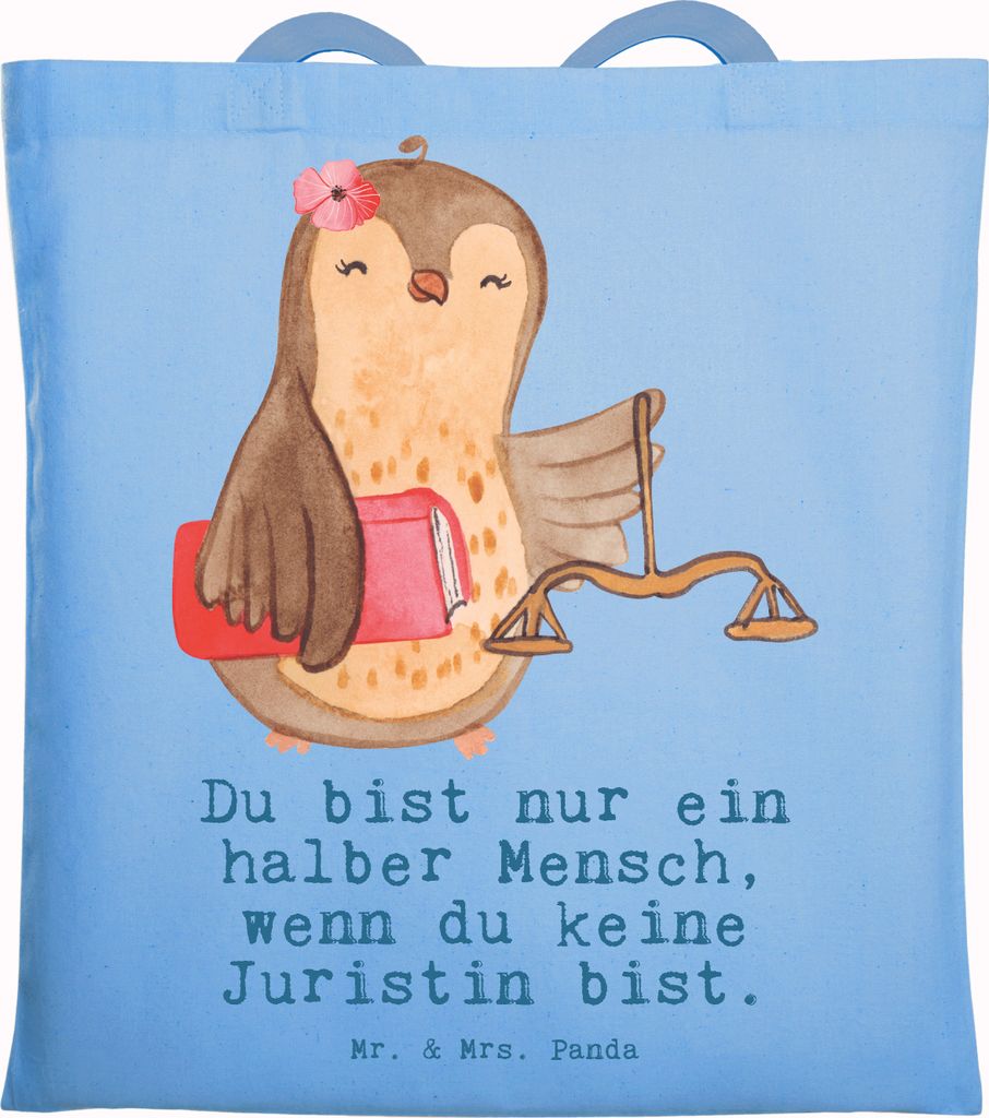 Mr. & Mrs. Panda Shopping Tasche Juristin Herz - Sky Blue - Geschenk, baumwoll shopper, Lustig, Tote Bag, Jura Studium, Master Of Laws, Schultasche...