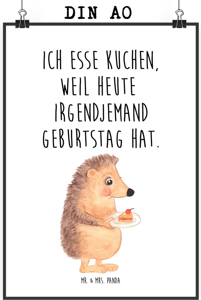 Mr. & Mrs. Panda Bild Igel Kuchenstück DIN A0 - Weiß - Produktbild 