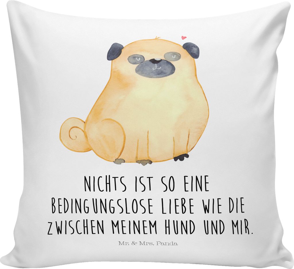 Mr. & Mrs. Panda kissen für sofa Mops - Weiß - Geschenk, Hund, Knuffig, Kuschel, Pure Liebe, Deko, Sofakissen, Sprüche, Zierkissen, kuschelkisse...