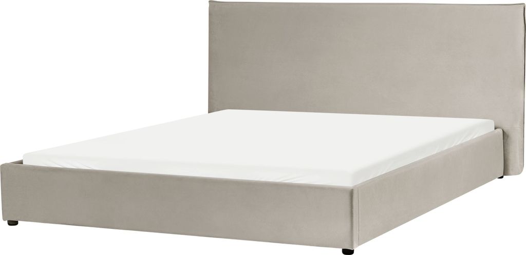BELIANI Wasserbett Taupe Samtstoff 180 x 200 cm Hohes Kopfteil Samtbett für Schlafzimmer