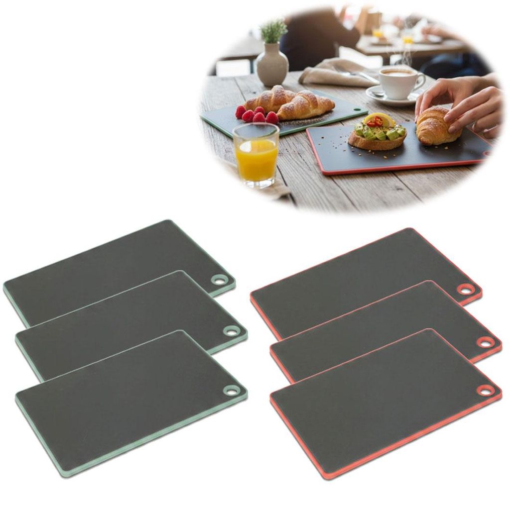 LS-LebenStil 6x Kunststoff Essbrettchen 23x16cm 6 ́er Set Grau Rutschfest Frühstücksbrettchen Frühstücksbrett Küchenbrett Essbrett Brettchen