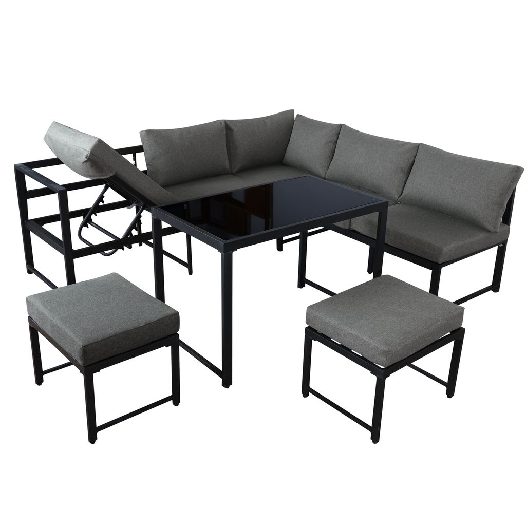 Flieks Gartenmöbel Set 5-tlg, Balkonmöbel Set für 6-7 Produktbild 9