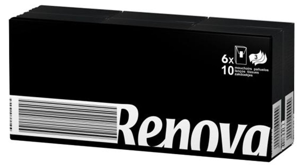 RENOVA 6 x 7 durchgefärbte Pocket Taschentücher SCHWARZ (42 Produktbild 