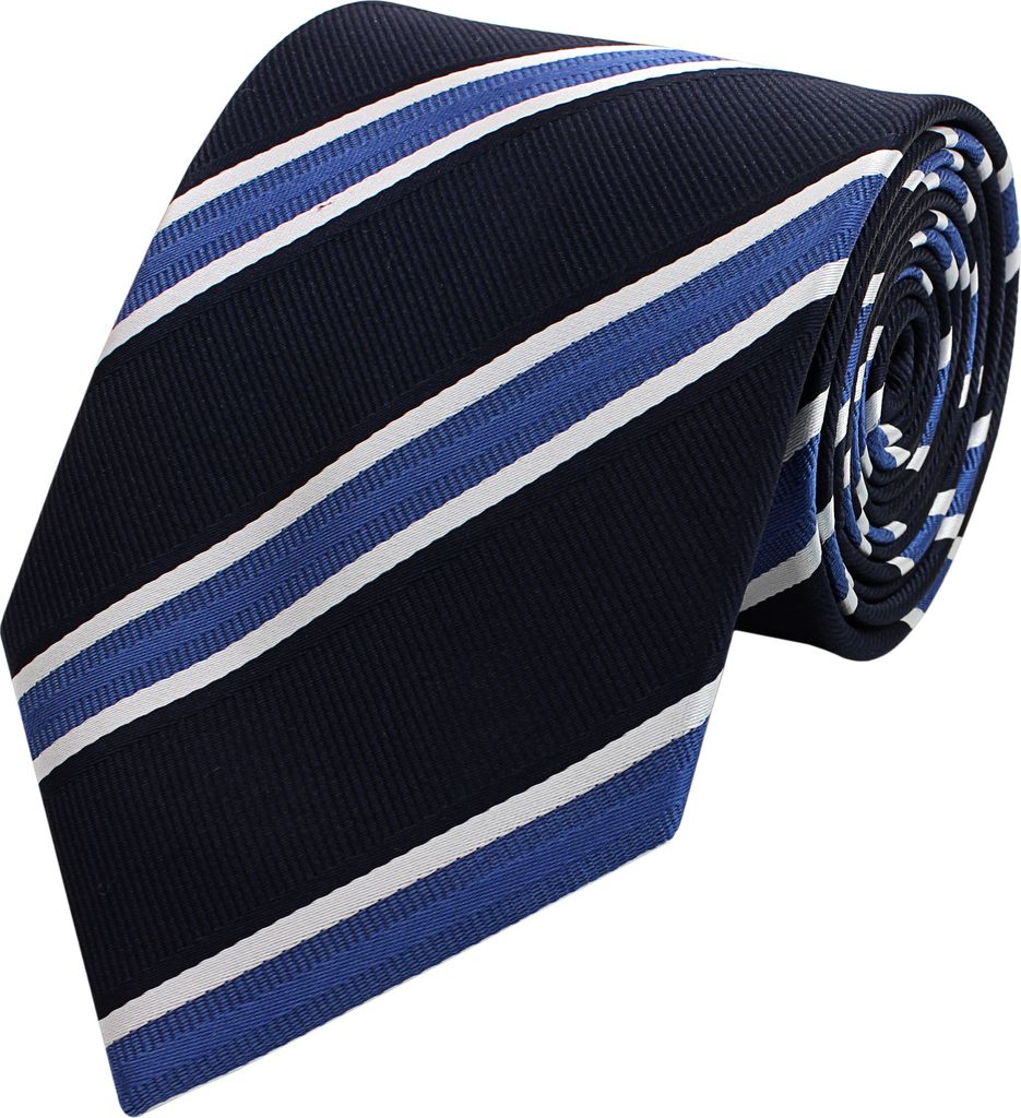Fabio Farini - 1 Stück gestreifte Herren Krawatte - Tie mit Streifen in 6cm oder 8cm Breite Breit (8cm), Schwarz/Royalblau/Weiß