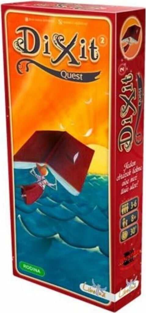 A product box for the board game Dixit Quest.