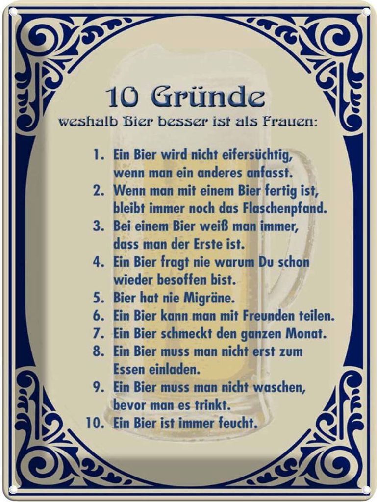 vianmo Blechschild 40x30 cm Alkohol Bier besser als Frauen Spruch Zitat