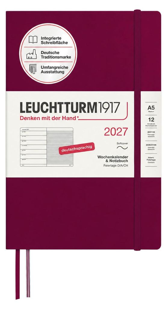 Agenda hebdomadaire et carnet de notes Medium A5 Port Red Image du produit 