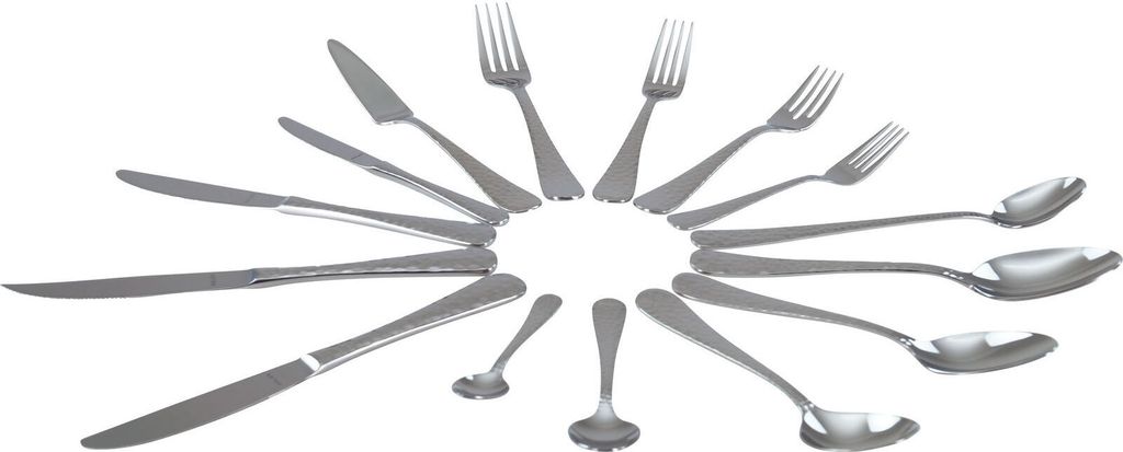 Solex Lena Besteckset 90 teilig für 6 Personen Komplettset Hammerschlagoptik