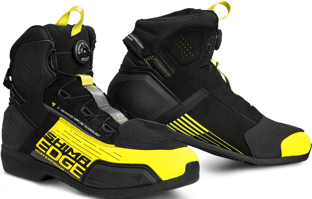 SHIMA Edge wasserdichte Motorrad Schuhe, schwarz/gelb, 44
