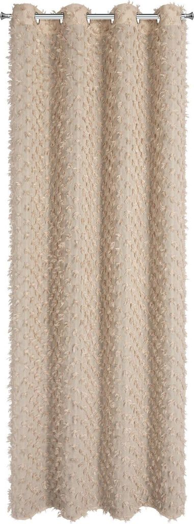 EUROFIRANY | Vorhang - 135 x 250 cm - beige Gardinen – mit Bommeln