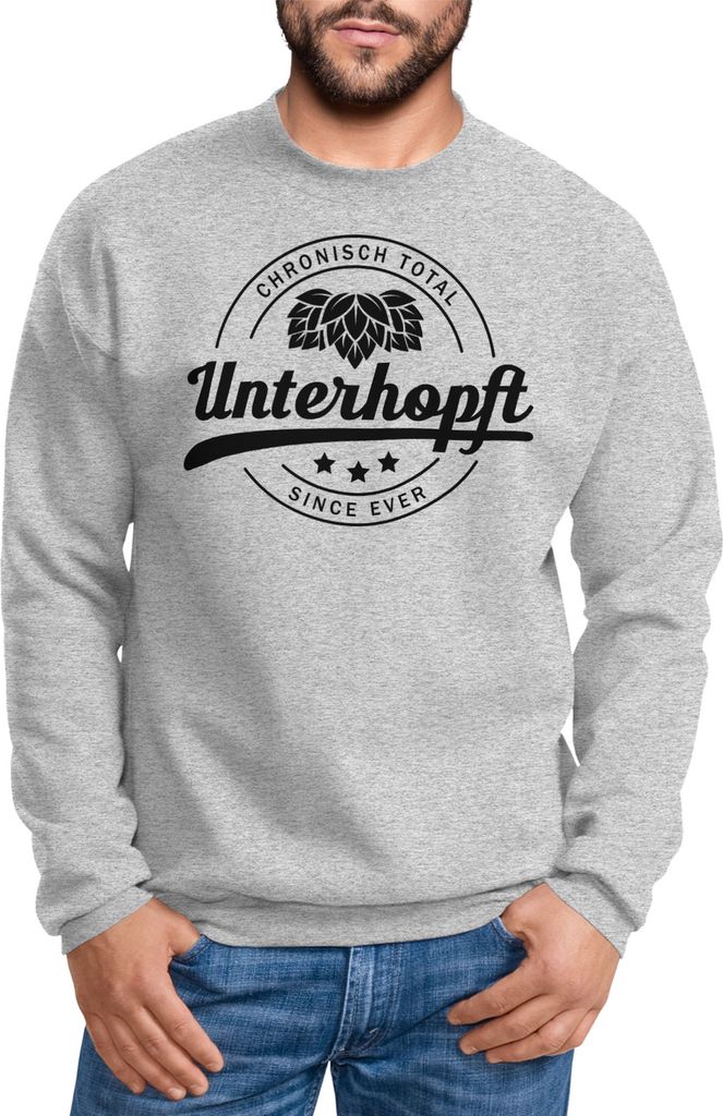 Chronisch Total Unterhopft Pullover Sweatshirt Moonworks grau 4XL
