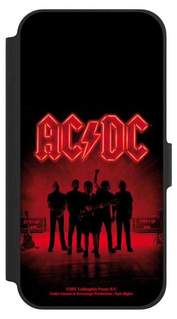 NIVOCASE Klapphülle für Apple iPhone 12 Pro Handyhülle aus Kunst Leder NIVOflip schwarz ACDC Band Offizielles Lizenzprodukt