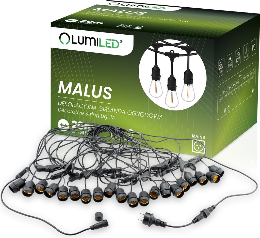 LUMILED rozprávkové svetlá vonkajšie 20M 20x E27 230V Obrázok produktu 