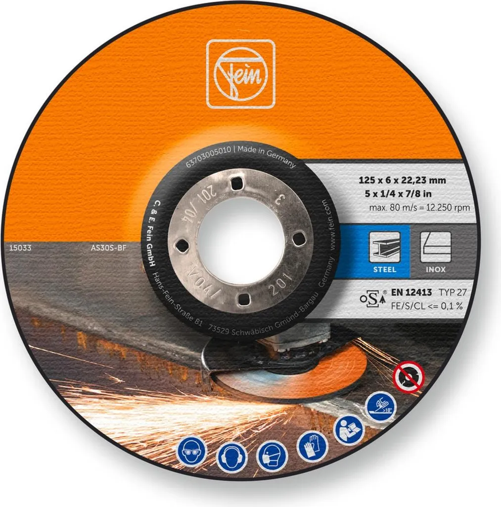 Fein 63703005010 Disco Abrasivo 125mm per Smerigliatrice - Set 10pz
