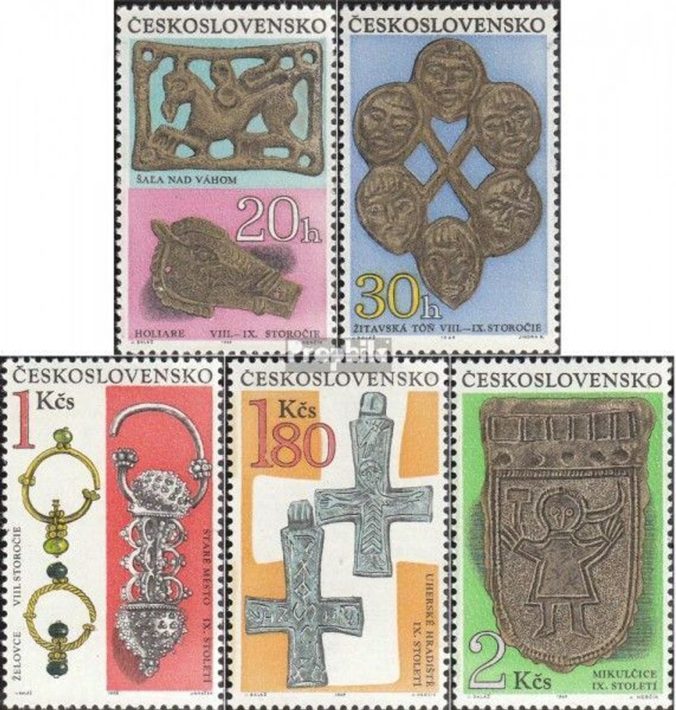 Briefmarken Tschechoslowakei 1969 Mi 1898-1902 (kompl.Ausg.) postfrisch Archäologie
