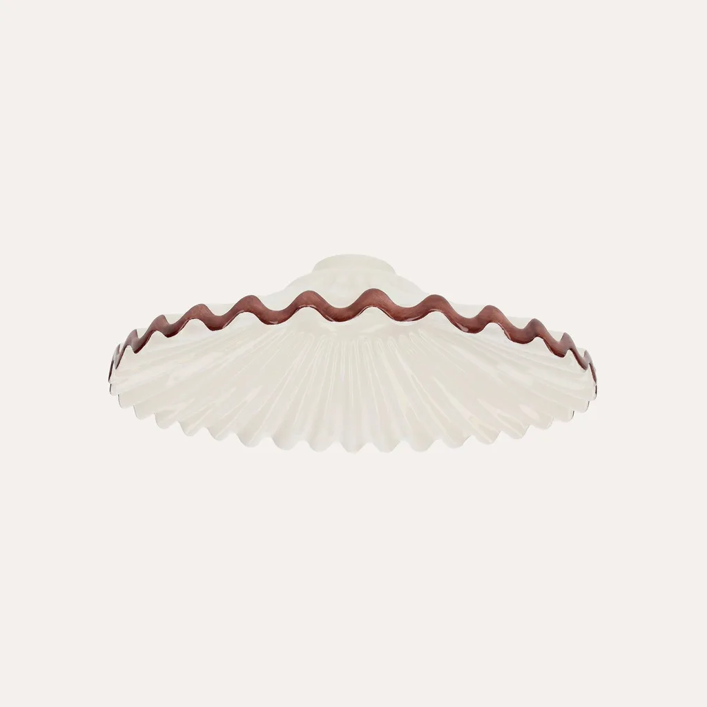 Abat-jour céramique blanc et marron Ø 30 cm au design rétro rustique - 2