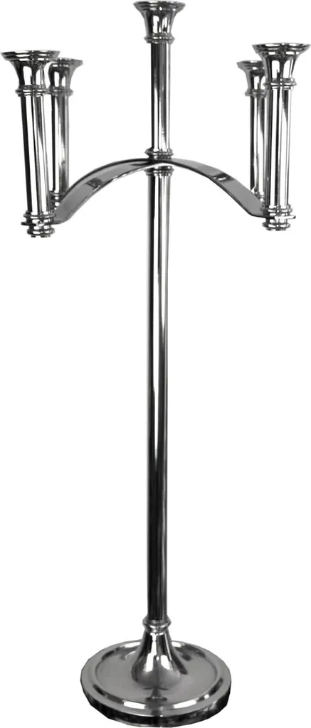 Grand Chandelier Argenté en Aluminium 101 cm - Bougeoir Art Déco Chic