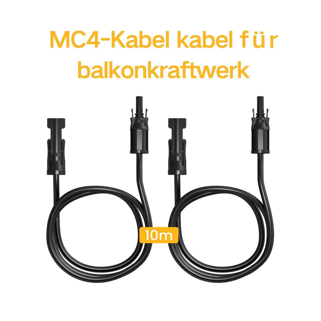 Powerness Solarpanel-Verlängerungskabel mit MC4-Stecker - MC4 Solarkabel - 10m, 4mm– 1 Sätze (2 Stück), 0% MwSt