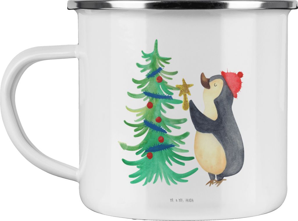 Mr. & Mrs. Panda Teetasse Pinguin Weihnachtsbaum - Weiß - Geschenk, Kaffeepott, Winter, becher emaille, Weihnachten, Reisebecher, Pott, Tasse