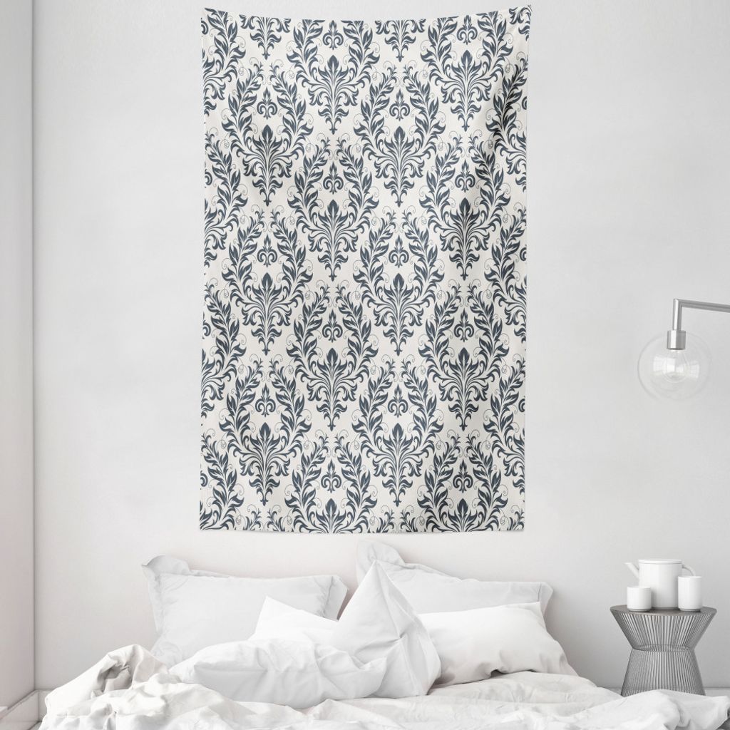 ABAKUHAUS viktorianisch Wandteppich und Tagesdecke, Floral Aufwändiger Damast aus Weiches Mikrofaser Stoff Waschbar ohne Verblassen Digitaldruck, ...