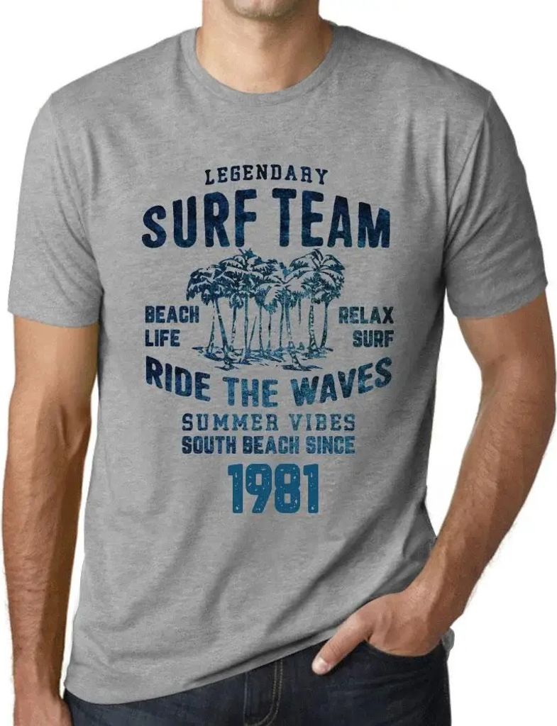 Herren Grafik T-Shirt Surf-Team Das Leben am Strand Reiten Sie die Wellen seit 1981 – Surf Team Beach Life Ride the Waves Since 1981 – Geschenk...