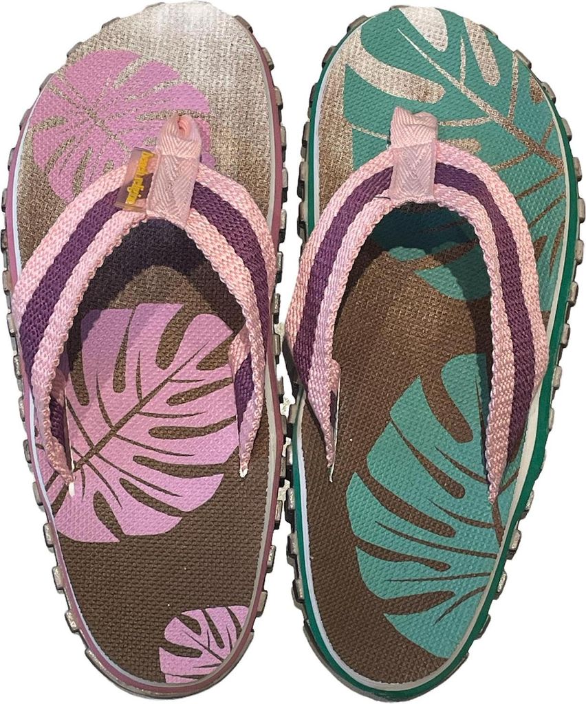 Beach Religion Leaf Zehentrenner Badeschuhe Badelatschen rosa/türkis/braun, Schuhgröße:37 EU