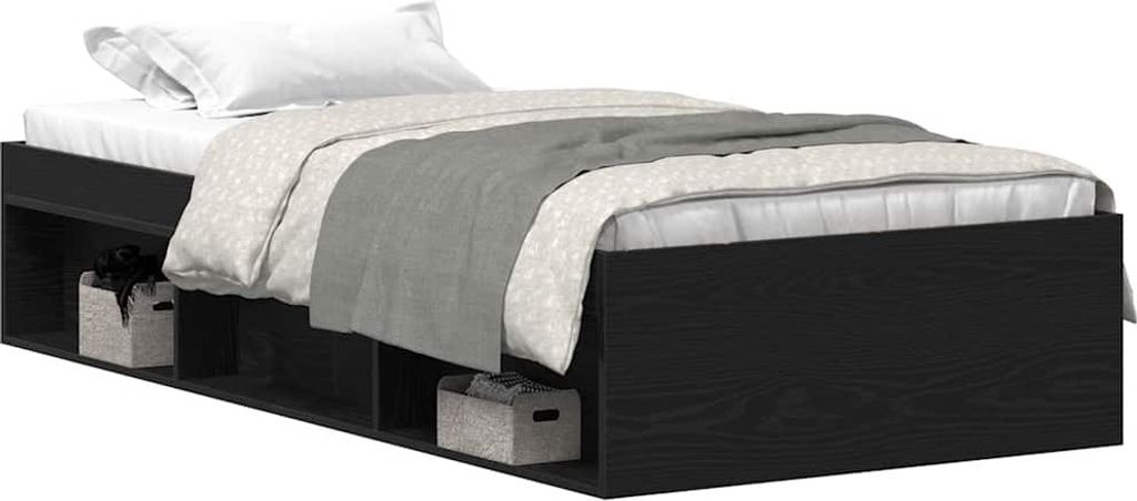 Bettgestell ohne Matratze Schwarz Eichen-Optik 100x200 cm Produktbild 