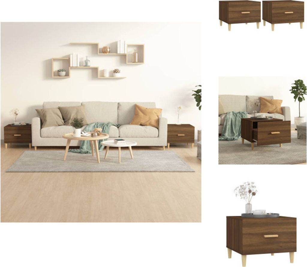 vidaXL Couchtische 2 Stk. Braun Eichen-Optik 50x50x40 cm Holzwerkstoff - Couchtische
