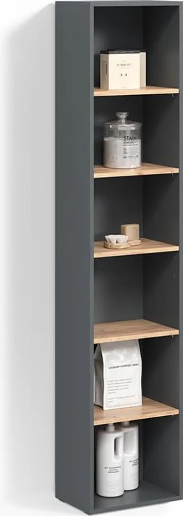 Colonne de salle de bain Paolina Anthracite et Chêne doré 40x188.6cm