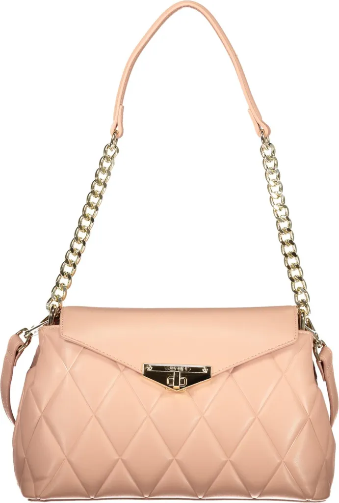 Sac rose à fermoir tourniquet et lanière chaîne dorée - Modèle Luxe M