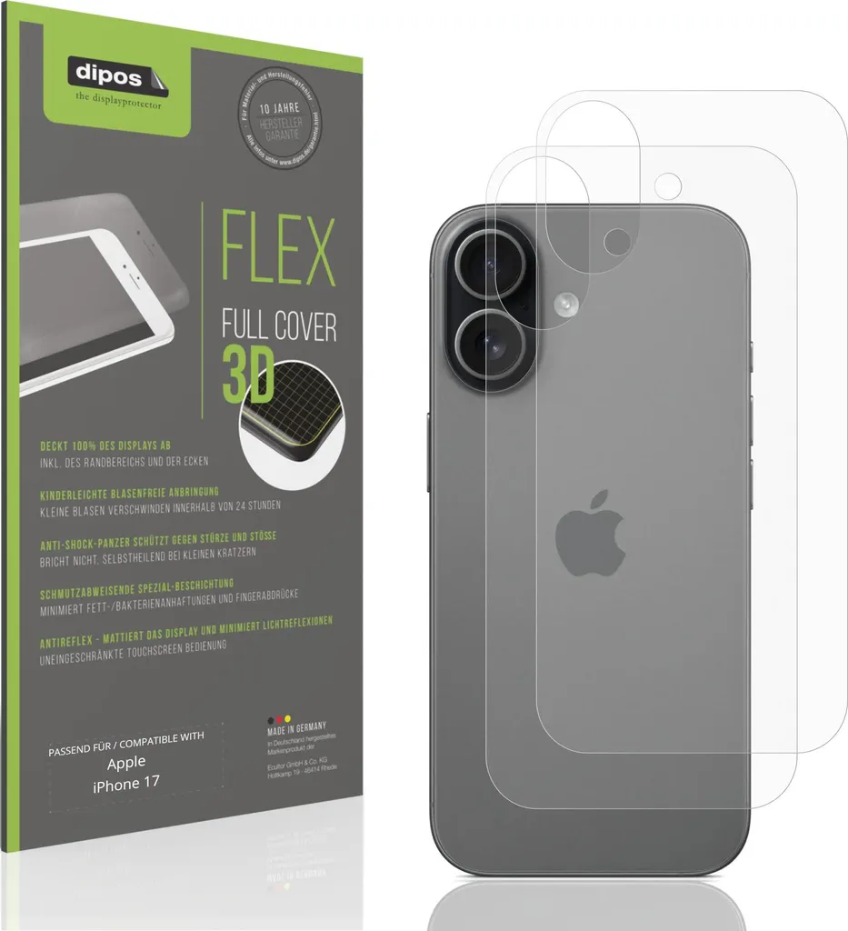 2 Pezzi Pellicola Posteriore iPhone 17 Opaca - Eleganza e Sicurezza