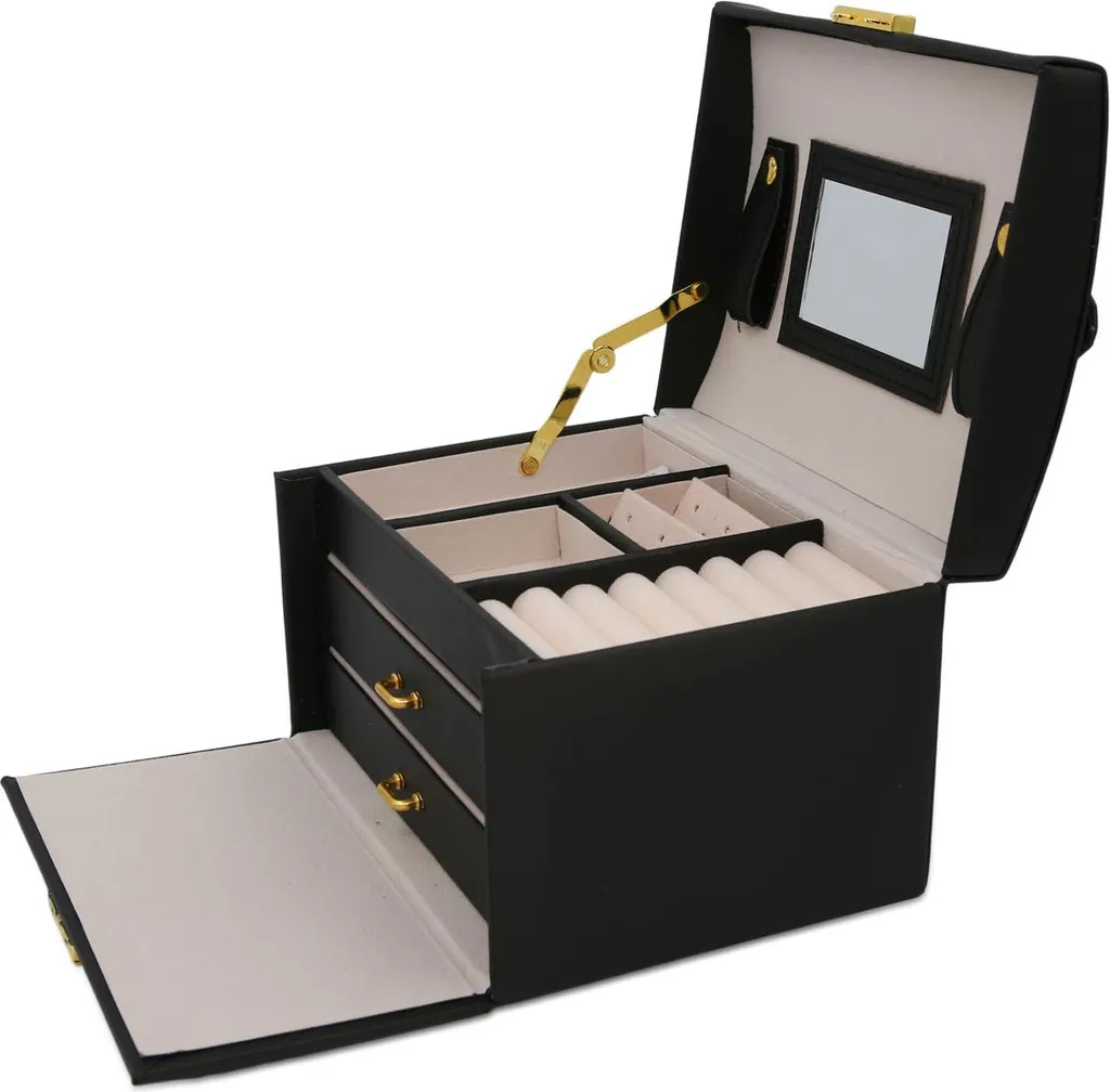 Cofanetto Portagioie Nero INF 3 Ripiani: Idea Regalo Donna Elegante