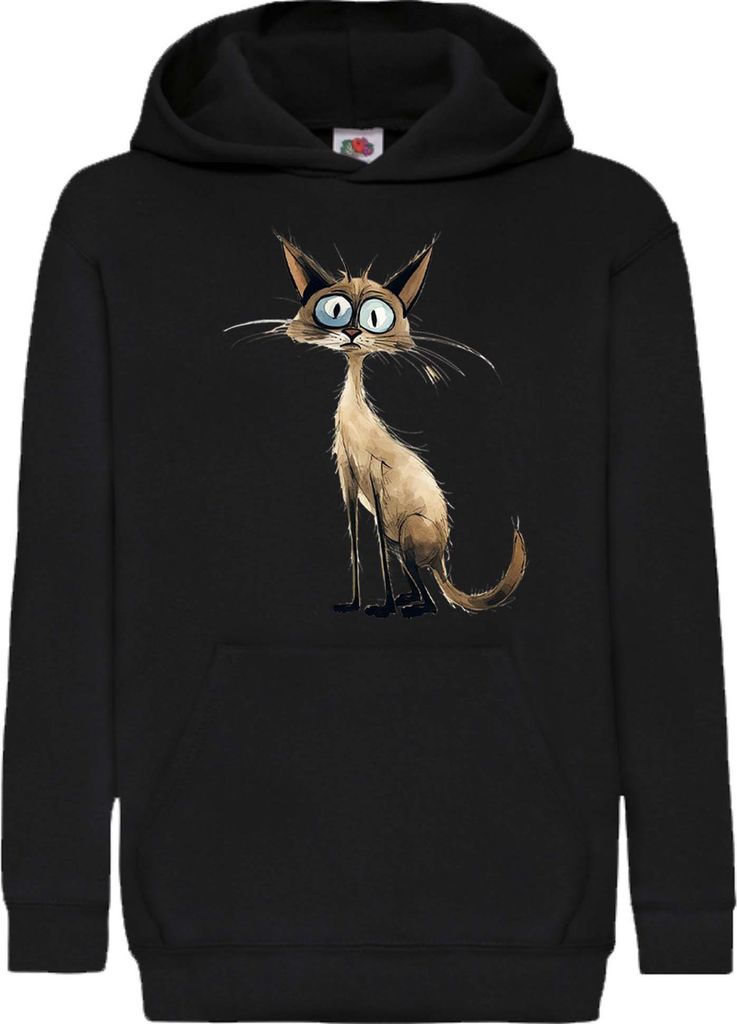 Kinder Kapuzenpullover Funny Cats Breeds Balinese Cat 009, 12-13 Jahr - 152 / Schwarz