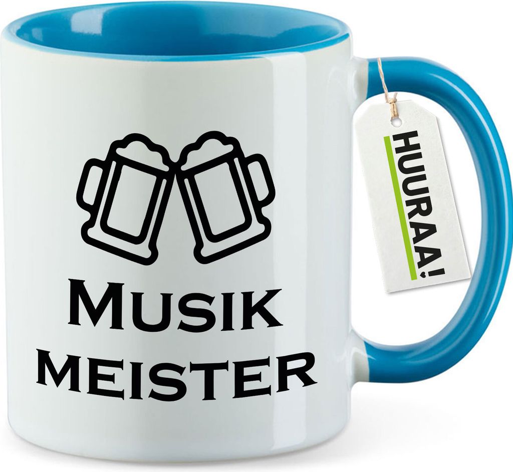 Huuraa Kaffeetasse Musikmeister Spielmanszug 330ml Blau Keramik Kaffeebecher Geschenkidee