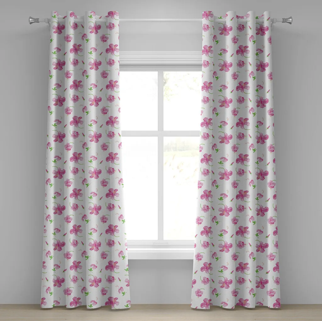 ABAKUHAUS Tenda Bianco Rosa Ibisco - Decorazione Finestra 280x175