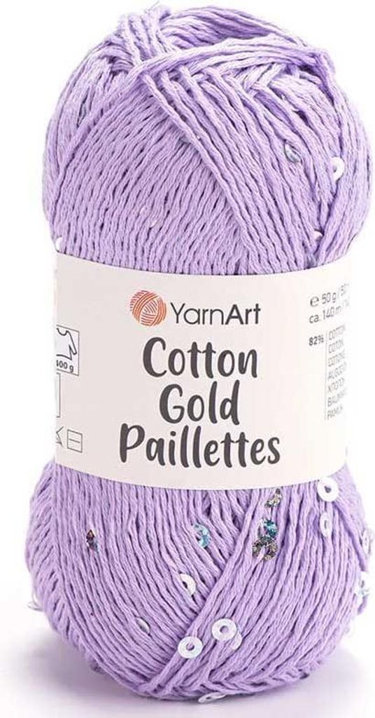 YarnArt Baumwolle Gold Paillettes Hellviolett: Glänzendes Baumwollgarn 50g