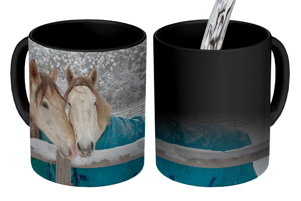 KitchenYeah Zauber Tasse Zaubertasse Magic Pferde - Decke - Schnee 350 ml Farbwechsel Becher Geschenk Geschenkidee - Magic-Tasse - Fototasse - Ke...