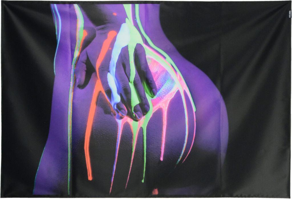 PSYWORK Schwarzlicht Stoffposter Neon "Nude Girl UV Color Splash 3", 100x150cm