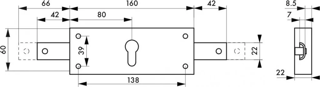 Serrure rideau métallique anti-soulèvement 2 points THIRARD