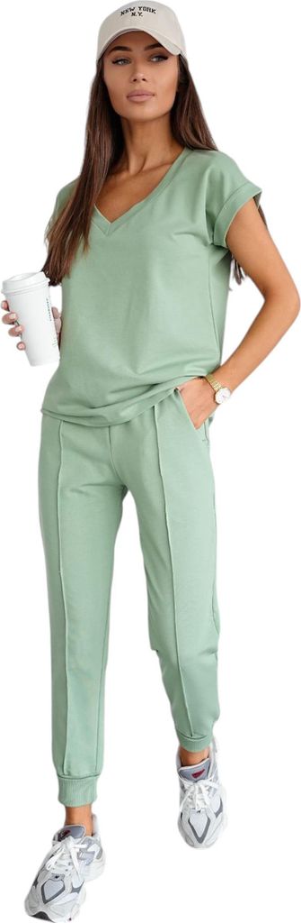 Damen Freizeitanzug Jogginganzug Baumwoll-Trainingsanzug Homewear, Khaki/M/38
